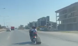 Yalova’da motosiklet üzerinde tehlikeli yolculuk