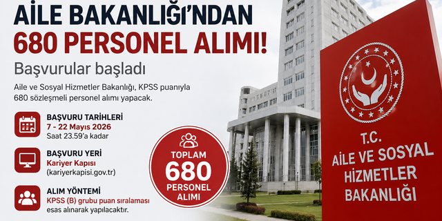 Aile ve Sosyal Hizmetler Bakanlığı 680 Personel Alımı Başladı! Başvuru Tarihleri ve Şartlar Açıklandı