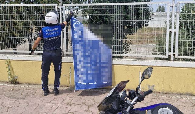Yalova’da Gelişi Güzel Asılan Brandalara Zabıta Müdahalesi