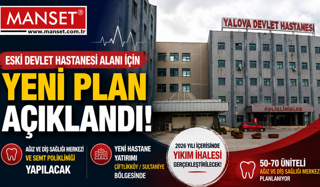 Yalova Eski Devlet Hastanesi Alanı İçin Yeni Plan: Diş Hastanesi ve Semt Polikliniği Yapılacak
