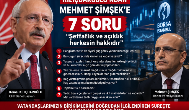 Kılıçdaroğlu’ndan Mehmet Şimşek’e 7 Soru: Borsadaki Kriz İçin Yanıt Bekliyor