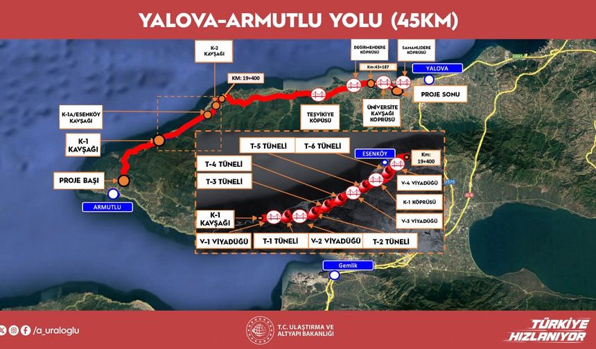 Yalova-Armutlu Yolu Yarın Açılıyor! Seyahat Süresi 30 Dakikaya Düşecek