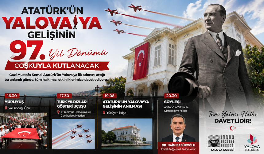 19 Ağustos'ta Yalova'da Atatürk Coşkusu: Türk Yıldızları Gökyüzünü Selamlayacak