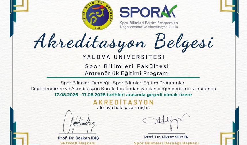 Spor Bilimleri Fakültesi'nde Kalite Tescillendi