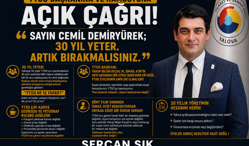 YTSO’da Sert Çıkış: Yönetim Kurulu Başkan Yardımcısı Sercan Şık’tan Cemil Demiryürek’e "30 Yıl Yeter" Çağrısı