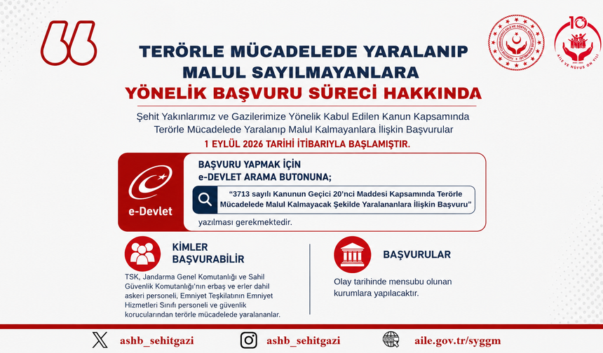 3713 Sayılı Kanun Kapsamında Yeni Hak: Başvuru Süreci 1 Eylül İtibarıyla Hayata Geçti