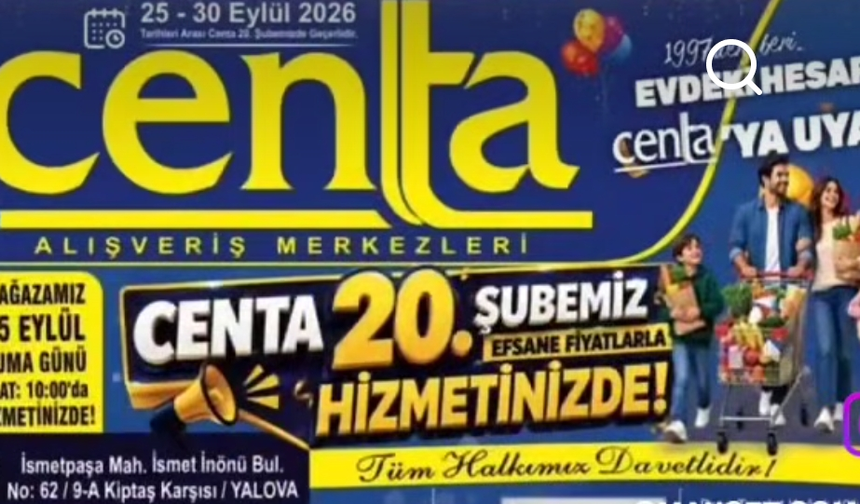 CENTA Yeni şubeside 25-30 Eylül arasında AÇILIŞA ÖZEL FIRSATLARI KAÇIRMAYIN!