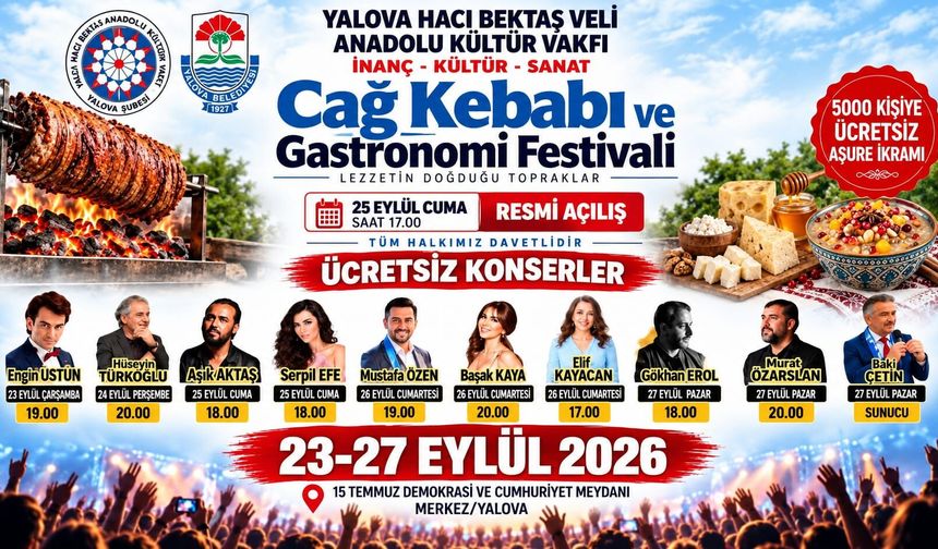 Yalova’da Cağ Kebabı ve Gastronomi Festivali başlıyor