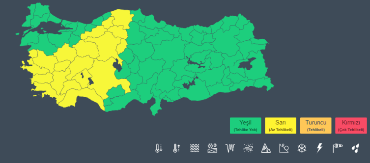 19 İl İçin Sarı Kodlu Uyarı