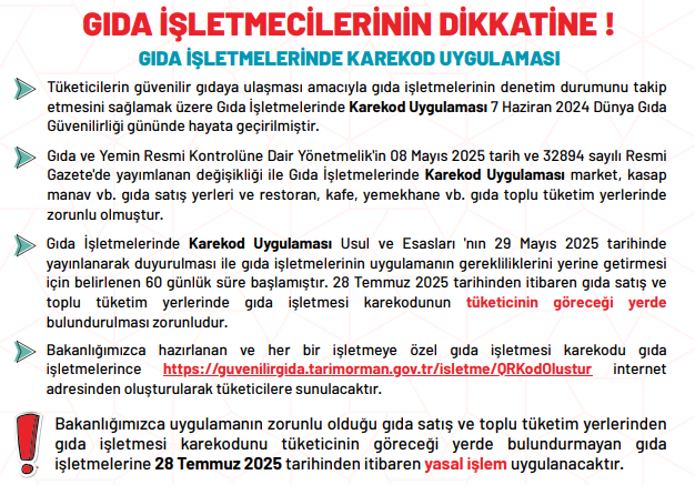 Gıda İşletmelerinde Karekod Dönemi Başlıyor