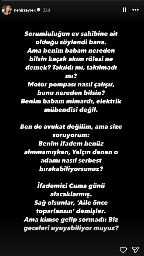 Nehir Zeyrek’ten Gözaltı Kararına Tepki