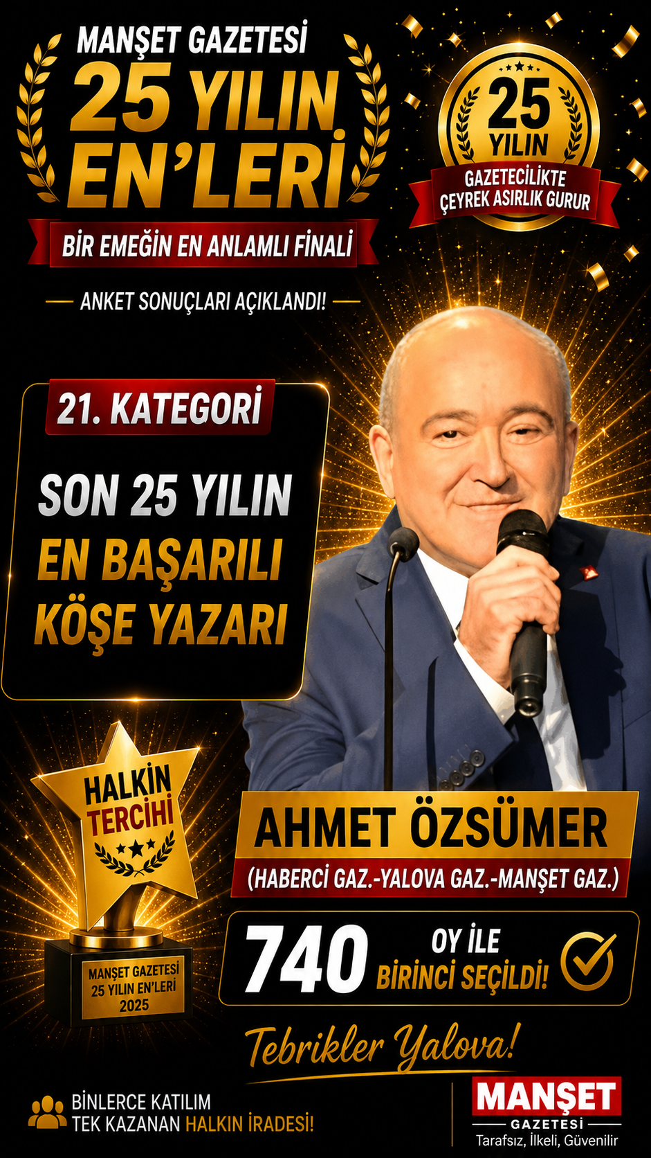 En başarılı köşe yazarı