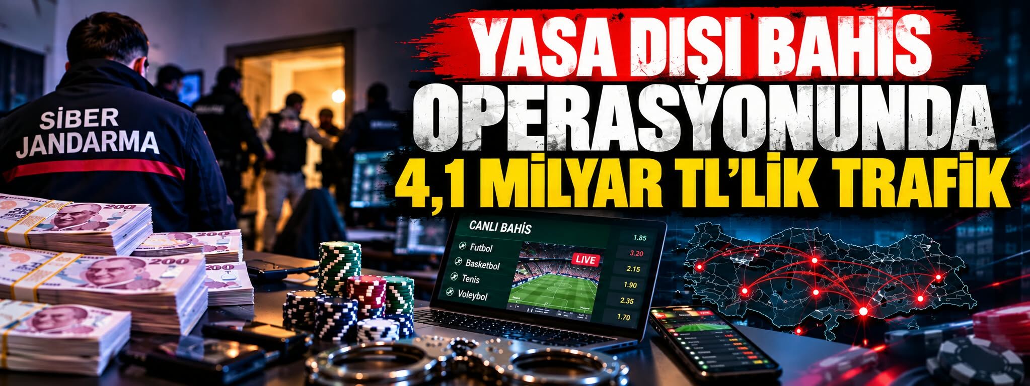 Yasa Dışı Bahis Operasyonunda 4,1 Milyar TL'lik Trafik