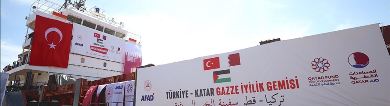 Gazze'ye yardım ulaştıracak "Türkiye-Katar Gazze İyilik Gemisi" Mersin'den uğurlandı